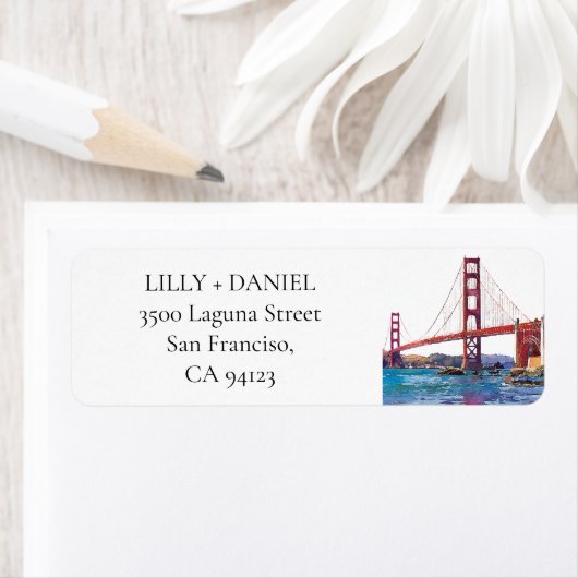 San Francisco Golden Gate Bridge Return Address Etiket (Insitu)