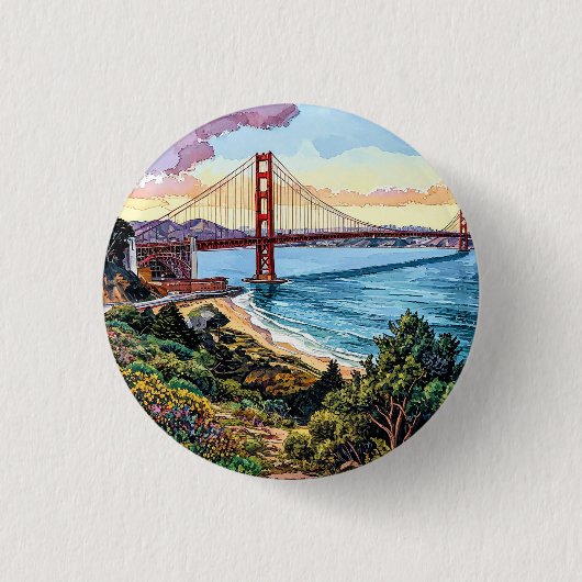San Francisco Golden Gate Bridge Ronde Button 3,2 Cm (Voorkant)
