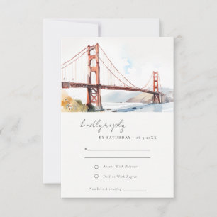 San Francisco Golden Gate Bridge Scape Bruiloft RSVP Kaartje