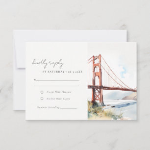San Francisco Golden Gate Bridge Scape Bruiloft RSVP Kaartje