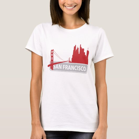 San Francisco Golden Gate Bridge Skyline Tee Shirt (Voorkant)