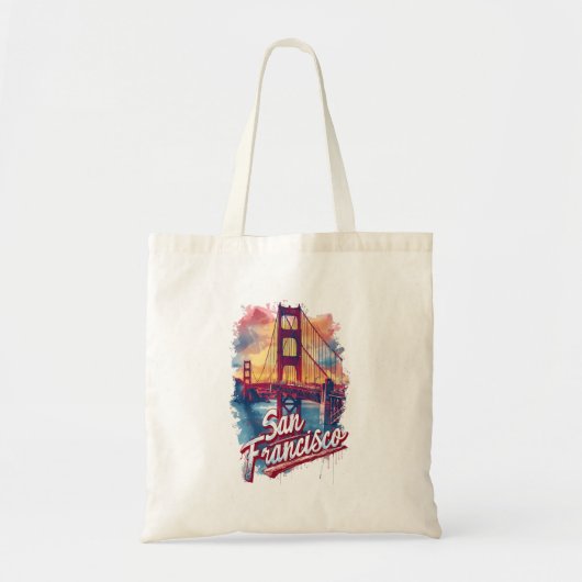 San Francisco Golden Gate Bridge Waterverf Souven Tote Bag (Voorkant)
