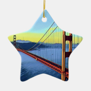 San Francisco - GOLDEN GATE - Brug Keramisch Ornament