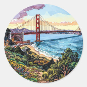 San Francisco Golden Gate-brug Ronde Sticker
