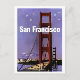 San Francisco Golden Gate-brug 's nachts, vintage Briefkaart