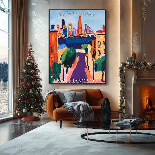 San Francisco Golden Gate en de straten van Fauvis Poster