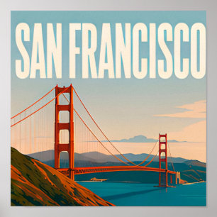 ❤️ San Francisco Golden Gate Reisstijl ❤️ Poster