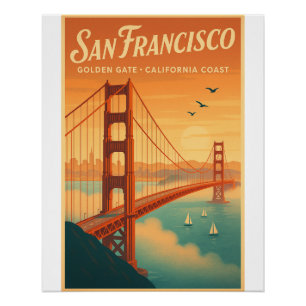 San Francisco Golden Gate – Retro Reis Kunst Perfect Poster