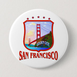 San Francisco Golden Gate Ronde Button 7,6 Cm