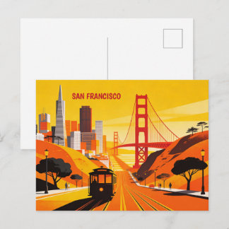 San Francisco Golden Gate Vintage Reisposter Briefkaart