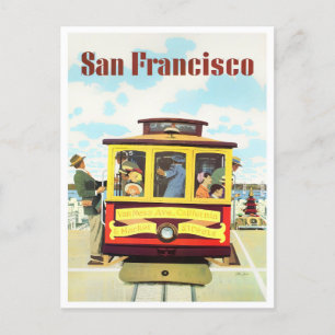 San Francisco kabelauto met oud briefkaart