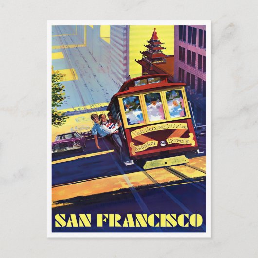 San Francisco kabelauto met oud briefkaart (Voorkant)