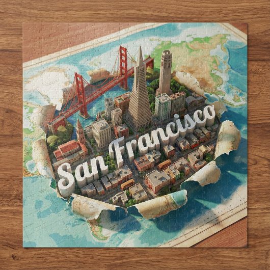 San Francisco Landmarks Golden Gate Bridge 3D Art Legpuzzel