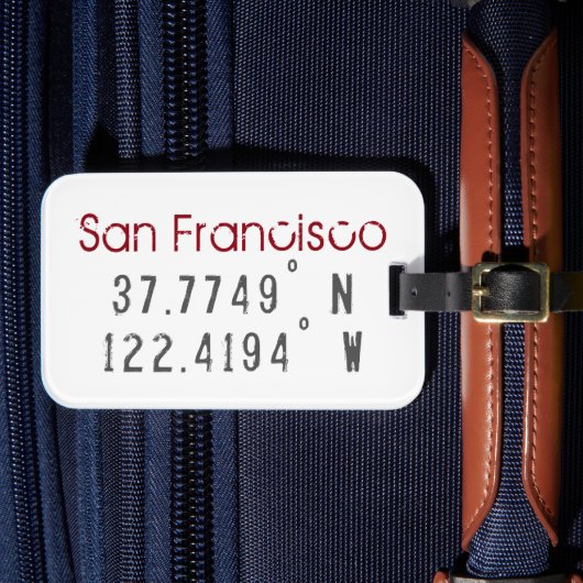 San Francisco Latitude Longitude Bagagelabel (Voorkant Insitu 4)