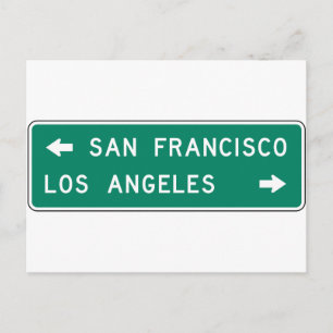 San Francisco Los Angeles Highway Sign Briefkaart