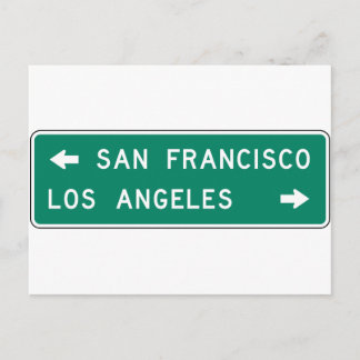 San Francisco Los Angeles Highway Sign Briefkaart