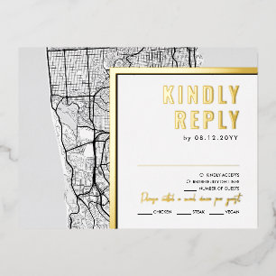 San Francisco Love Locator   Antwoord op RSVP Folie Uitnodiging Briefkaart