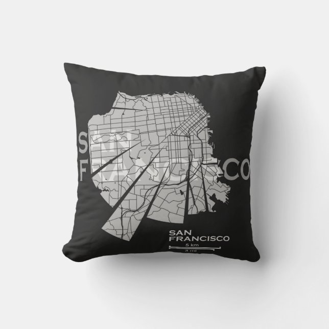 San Francisco Map Pillow Kussen (Voorkant)