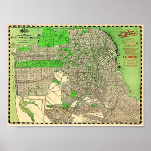 San Francisco Map uit 1909 Poster