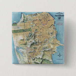 San Francisco Map Vierkante Button 5,1 Cm