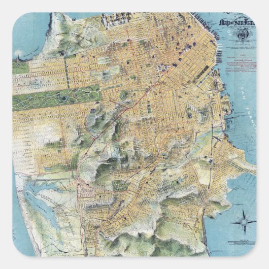  San Francisco Map Vierkante Sticker (Voorkant)