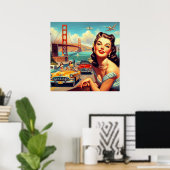 San Francisco meisje illustratie Poster (Thuiskantoor)
