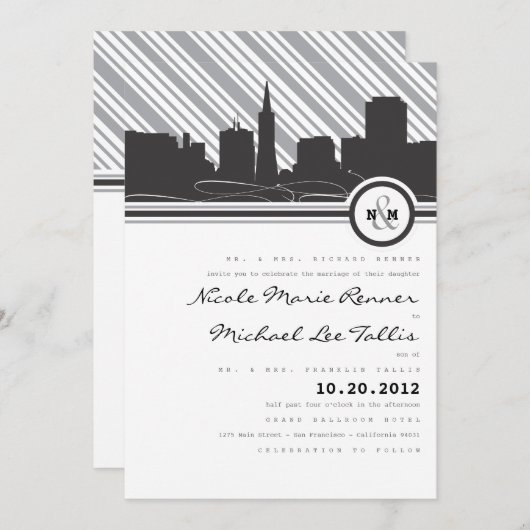 San Francisco Monogram Weddenschap Kaart (Voorkant / Achterkant)