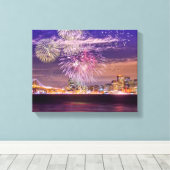 San Francisco New Year Fireworks Canvas Afdruk (Insitu (Houten vloer))