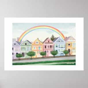 San Francisco Painted Ladies Groot formaat print