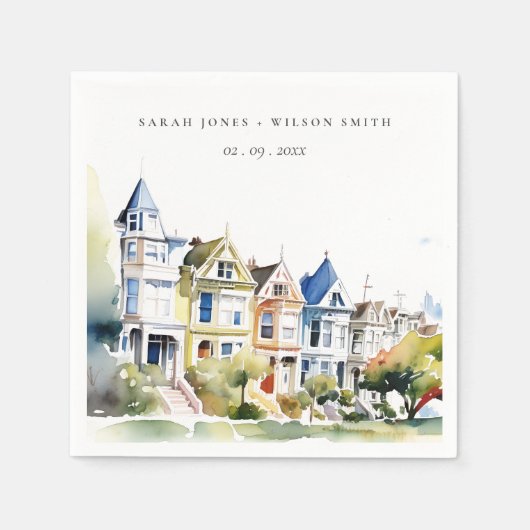 San Francisco Painted Ladies Landscape Wedding Servet (Voorkant)