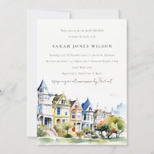 San Francisco Painted Ladies Scape Baby Shower Kaart