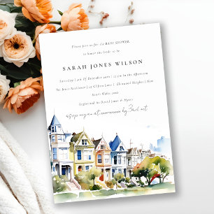 San Francisco Painted Ladies Scape Baby Shower Kaart