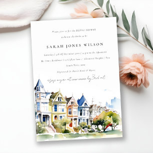 San Francisco Painted Ladies Scape Bruiloftsuitnod Kaart