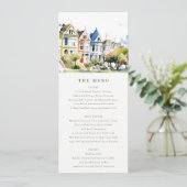 San Francisco Painted Ladies Wedding Menu Card Kaart (Staand voorkant)