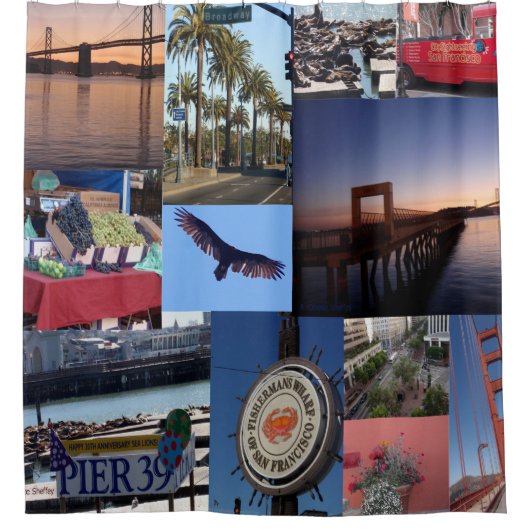 San Francisco Photo Collage Douchegordijn (Voorkant)