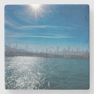 San Francisco Pier 39 Waterfront Foto Stenen Onderzetter