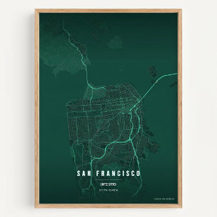San Francisco Plattegrond Muur Kunst Poster Cadeau