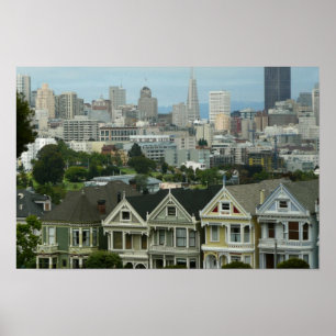San Francisco Postcard Row Stadsscene Fotografie Poster