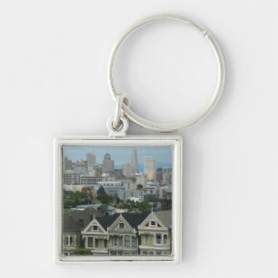 San Francisco Postcard Row Stadsscene Fotografie Sleutelhanger