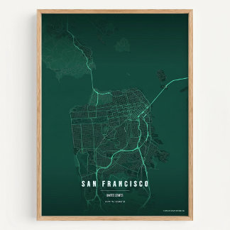 San Francisco Print Map Wallart Poster Gift