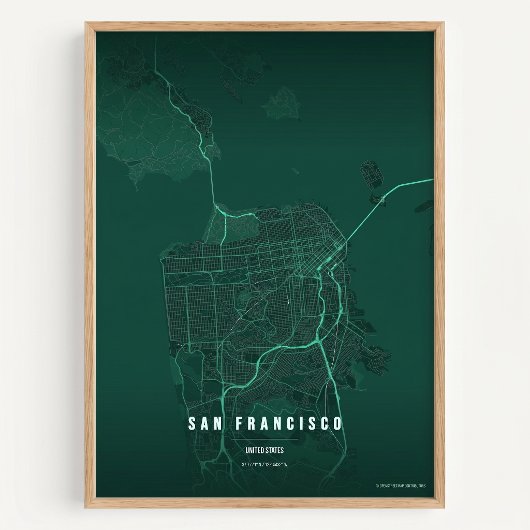 San Francisco Print Map Wallart Poster Gift