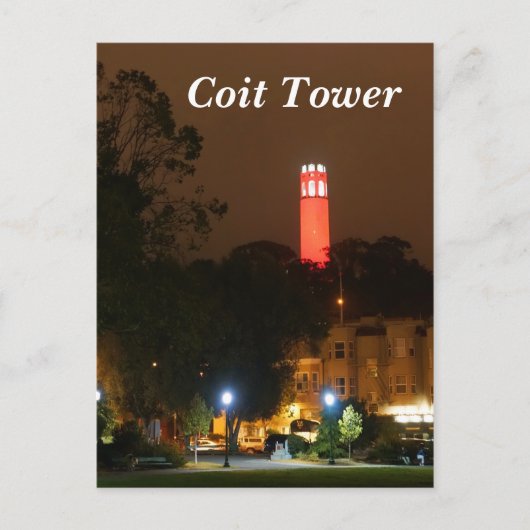 San Francisco Red Coit Tower Briefkaart (Voorkant)