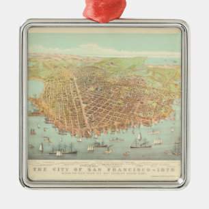 San Francisco Restored Map, 1878 Kerstmis Metalen Ornament