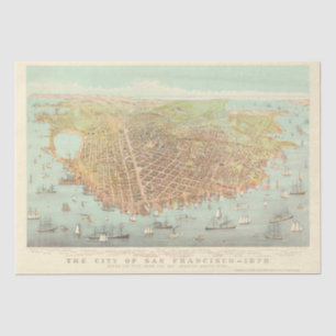  San Francisco Restored Map, 1878 ontkoppeling Tissuepapier