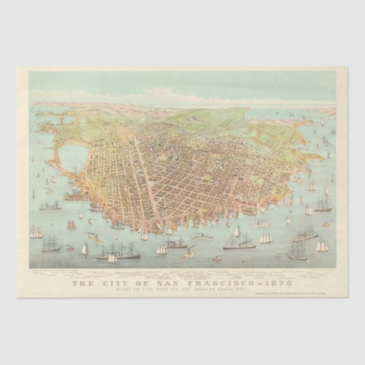  San Francisco Restored Map, 1878 ontkoppeling Tissuepapier (Voorkant)
