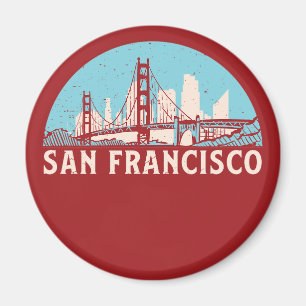 San Francisco Retro City Skyline  Cityscape Magneet