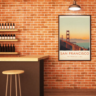 San Francisco Retro Golden Gate-brug Poster