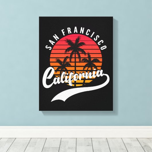 San Francisco Retro Sunset Canvas Print (Insitu (Houten vloer))
