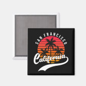 San Francisco Retro Sunset en Palm Trees Magnet Magneet (Voorkant / Achterkant)