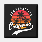 San Francisco Retro Sunset en Palm Trees Magnet Magneet (Voorkant)